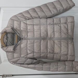 Eddie Bauer EB650 Womens Down, Zip Up Tan/Gray LS Puffer Jacket - Size S